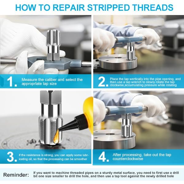 1-1/2 Carbon Steel NPT Tap, NPT Pipe Tap for Accurate Threads Plumbing