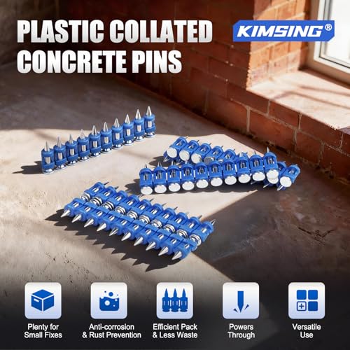 KIMSING 3/4 Inch Plastic Collated Concrete Pins, 1000PCS Box, 12 Gauge 1 box