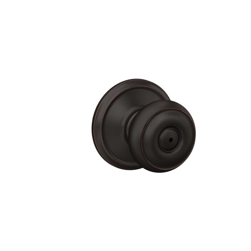 Schlage F40 GEO 716 Georgian Door Knob, Bed & Bath Privacy Lock, Aged Bronze Standard