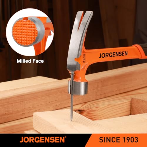 JORGENSEN 22 oz One-piece Forged Framing Claw Hammer with Nail Holder
