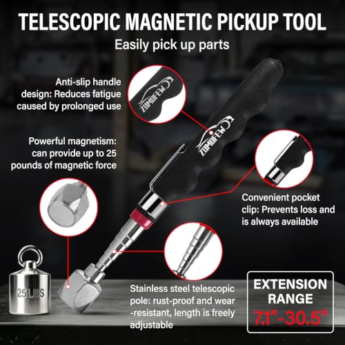 Magnetic Tool Mat with 25Lb Telescoping Magnetic Pickup Pen 3‑Piece Set