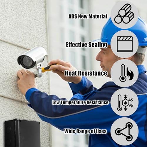 Junction Box Waterproof IP65 Black, Distribution Box Outdoor Waterproof Distribution Box Outdoor, Electrical Electrical Box Junction Box Surface-Mounted, Connection Box Outdoor Power Cable Boxes (Black)