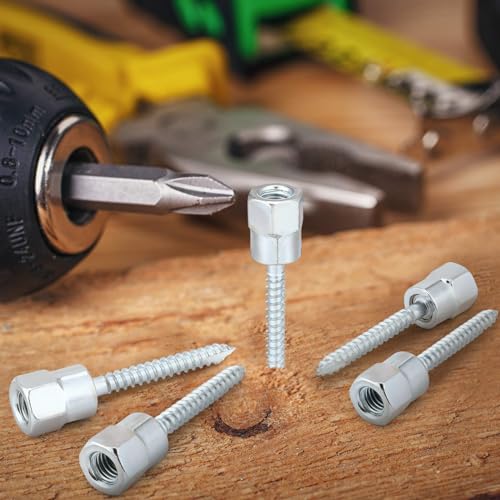 Gisafai 50 Pcs 3/8'' Vertical Threaded Rod Anchor Screw 1/4 x 2'' for Wood