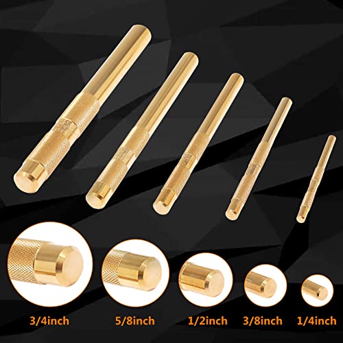 Brass Drift Punch Tool 5-Piece Set-1/4, 3/8", 1/2", 5/8", 3/4" Brass Drift 5-Piece Set (1/4", 3/8", 1/2", 5/8", 3/4")