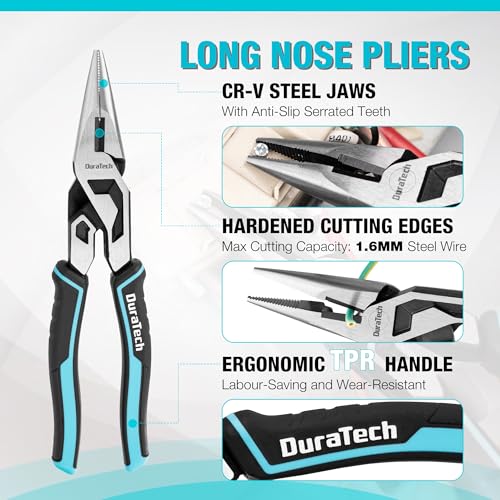 DURATECH 3-Piece Compound Pliers Set with Wire Cutter & Threaded Hole