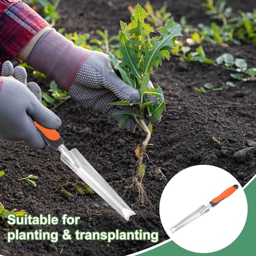 HARFINGTON 4pcs Seeding Widger 13.4 x 0.8 Stainless Steel Garden Seed Planting Shovel Trowel Long & Narrow Widger for Planting Weeding Digging