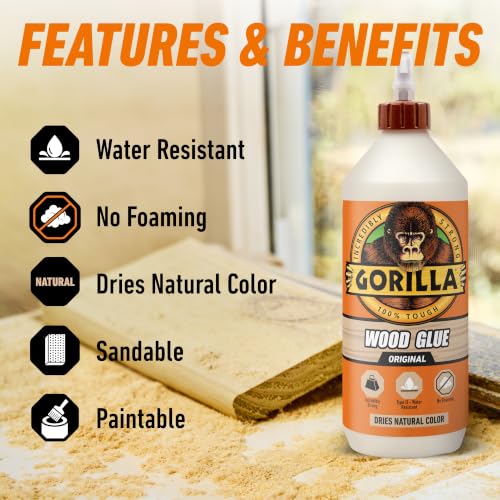 Gorilla Wood Glue, Natural Color, 36 oz Bottle 36oz 1