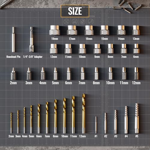 40PCS Metric Bolt & Screw Extractor Set and Left Hand Drill Bit Set 40PCS