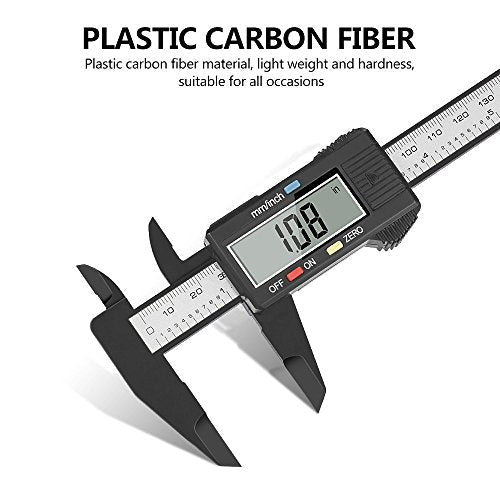 Digital Calliper, 150mm Classic Calliper with Large LCD Display for Outer, Inner and Depth Measurement, Black | inch/mm measuring tool, two batteries, brake discs diameter gauge for exterior, inner and depth measurement, black