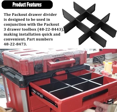 48-22-8473 For Milwau-kee Packout Dividers Black-3 Pack