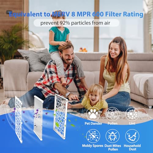 UBeesize Air Filter 14x14x1 (6-Pack), MERV 8 MPR 700 AC/HVAC Furnace Filters,Deep Pleated Air Cleaner, (Actual Size 13.5 x 13.5 x 0.8 Inches),1x Reusable ABS Frame+6 x Filter,Easy Close/Open