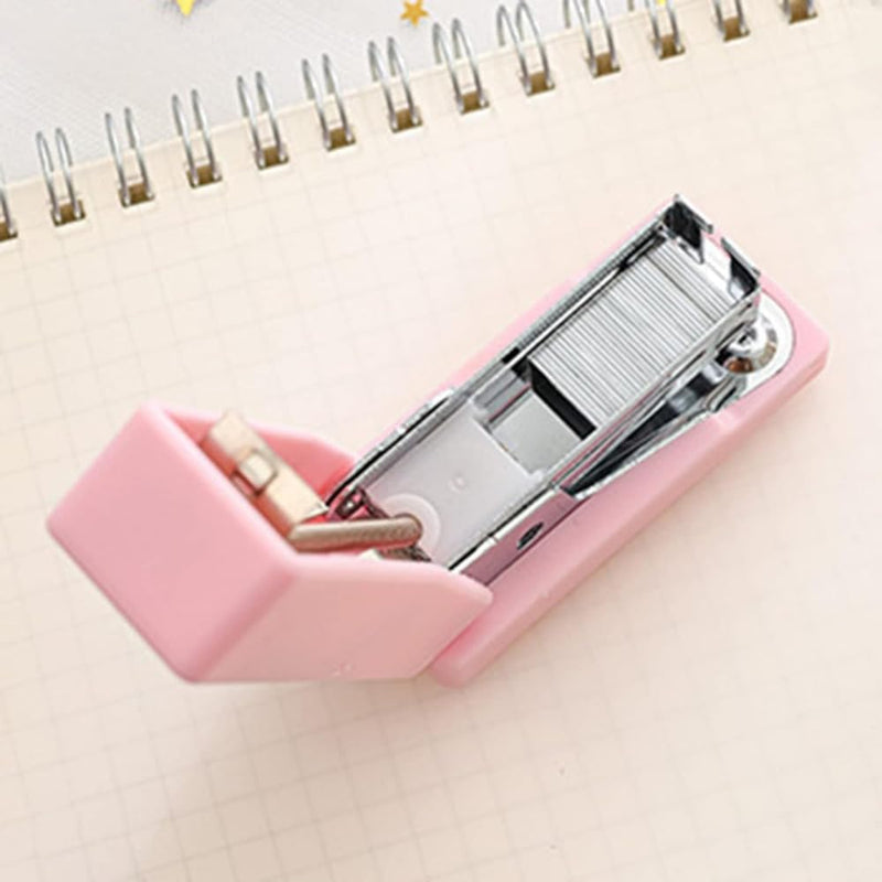 1 Set Pink Mini Stapler with No.12 Staples, Cute Rabbit Pattern Desktop Stapler, Staple Remover, Bookbinding Machine for Paper Clips Staplers for Office School Home Desk Staplers