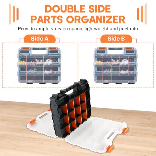 Small Parts Organizer 3Pack Storage Case Tools Box 34-Compartments