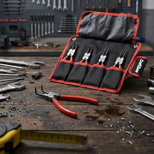 4-Piece Snap Ring Pliers Set – Internal and External C-Clip Pliers, Snap Ring Tool Kit for Removing/Installing Retaining Rings, Heavy Duty Carbon Steel 4 Pack