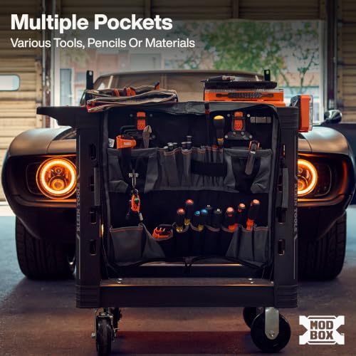 Klein Tools 54813MB MODBox Utility Cart Tool Apron, Tool Storage Organizer, Utility Cart Accessories, Zips Closed for Storage or Transport