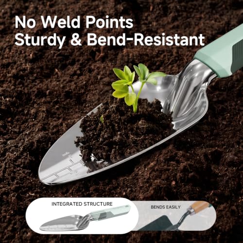 PrunePro Garden Hand Tools Set: 3 Pack Gardening Tools Trowel Transplanter Cultivator Stainless Steel Ergonomic Yard Tool Kit
