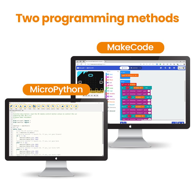 microbit Mini Car Kit Compatible with BBC Micro:bit V2 and V1,STEM Educational Coing Project for School Student（Without Micro:bit and AAA Battery）