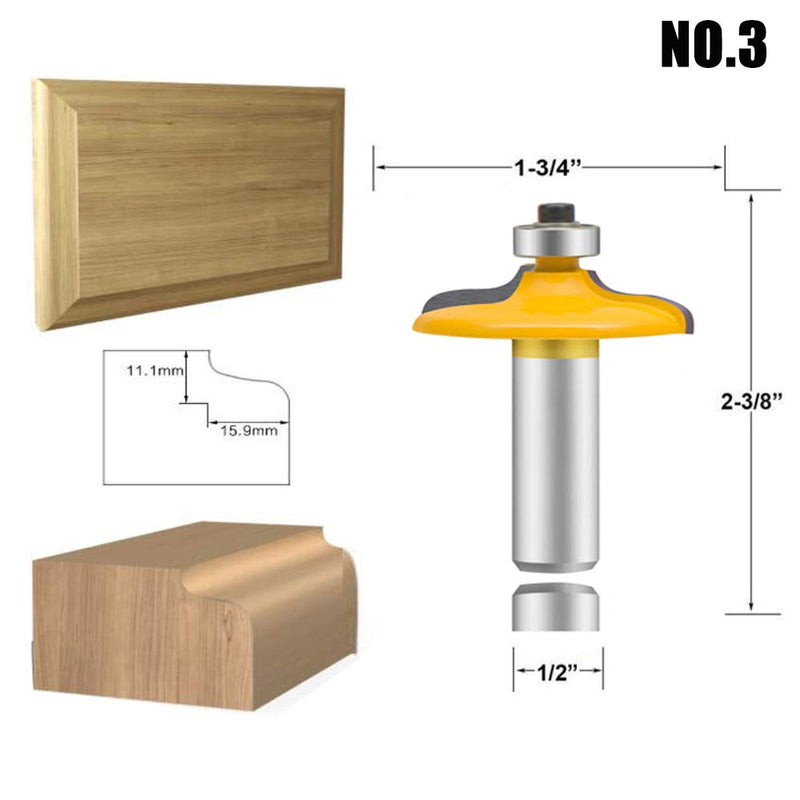 LEATBUY Door&Drawer Front Edging Router Bit Set 1/2-Inch Shank 4 PCS, Woodworking Milling Cutter Tools, Carbide Cutter CNC Router(1/2-shadow) RD-A