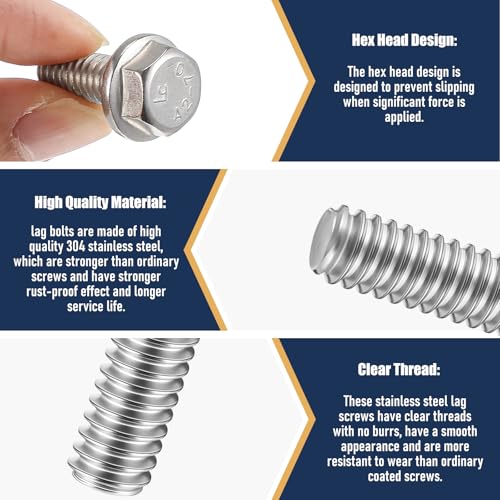 Zonon 50pcs 5/16-18 x 3/4 Inch 304 Stainless Steel Flanged Bolts, Silvery 5/16-18 x 3/4'' 50