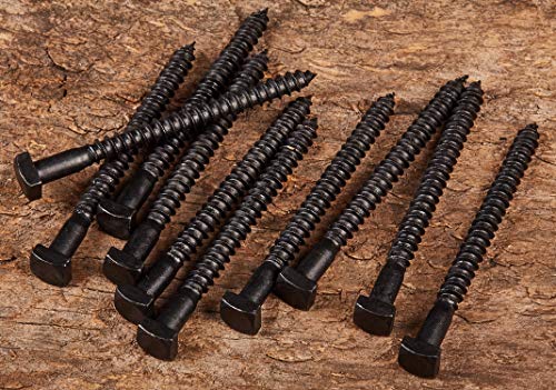 Rustic Square Head Lag Screws, Black Oxide Finish Lag Bolts, 1/4 x 3-Inch, (Pack of 50) 1/4" x 3" Black Oxide Coating (Indoor Use)