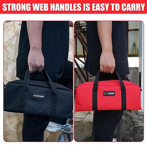 MELOTOUGH Utility Rudded Tool Bag Small Canvas Tool Bag with Zipper Combo Kit + Small Tool Pouch for Tool Belt,Electrician Tool Pouch,Tool Pouch Tool Holster with 13 Pockets
