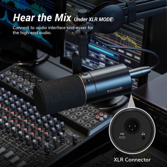 TONOR Dynamic Microphone, XLR/USB Microphone for Podcast, Recording, Streaming, Gaming, XLR Cardioid Studio Mic with Quick Mute, 3.5mm Headphone Jack, Volume Control, TD510 Black