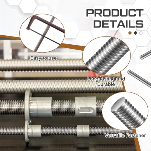 Blulu 4 Pcs Stainless Steel All Thread Rod, 1/4"-20 x 36 Fully Threaded 1/4"-20 x 36"