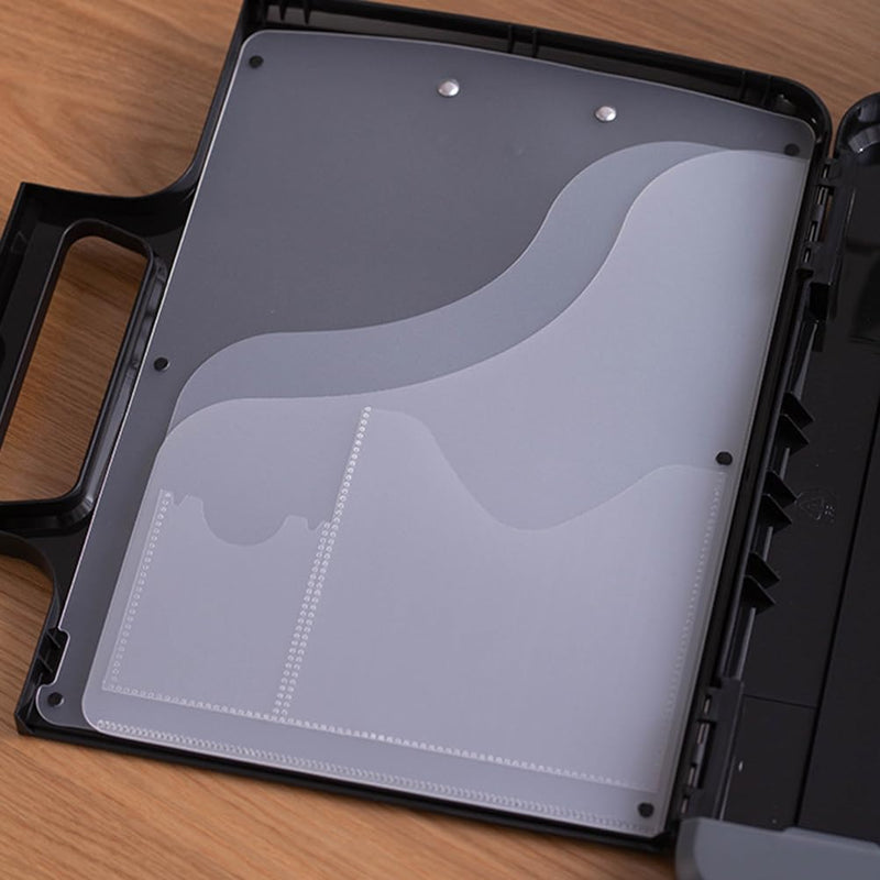 Cabilock Box Binder Portfolio Writing Pad Paper Storage Box Clipboard with Calculator A4 Clipboard A4 Files Storage Holder Writing Board Storage Rack Document Clipboard Case A4 30.7*36.6*6.7cm Black