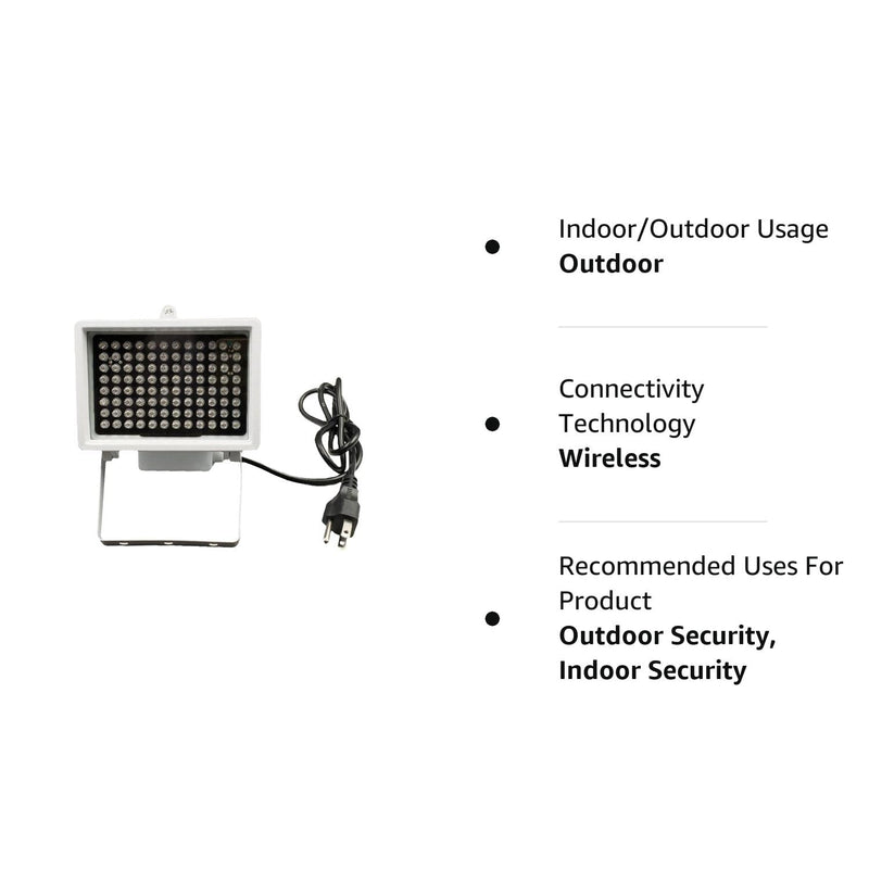 IR Illuminator, AC 110V - 220V 850nm Infrared 96 LED Night Vision Waterproof Lamp for Indoor Outdoor Security CCTV Camera, Long Range 80m (263 feet) and Wide Angle 60 Degree