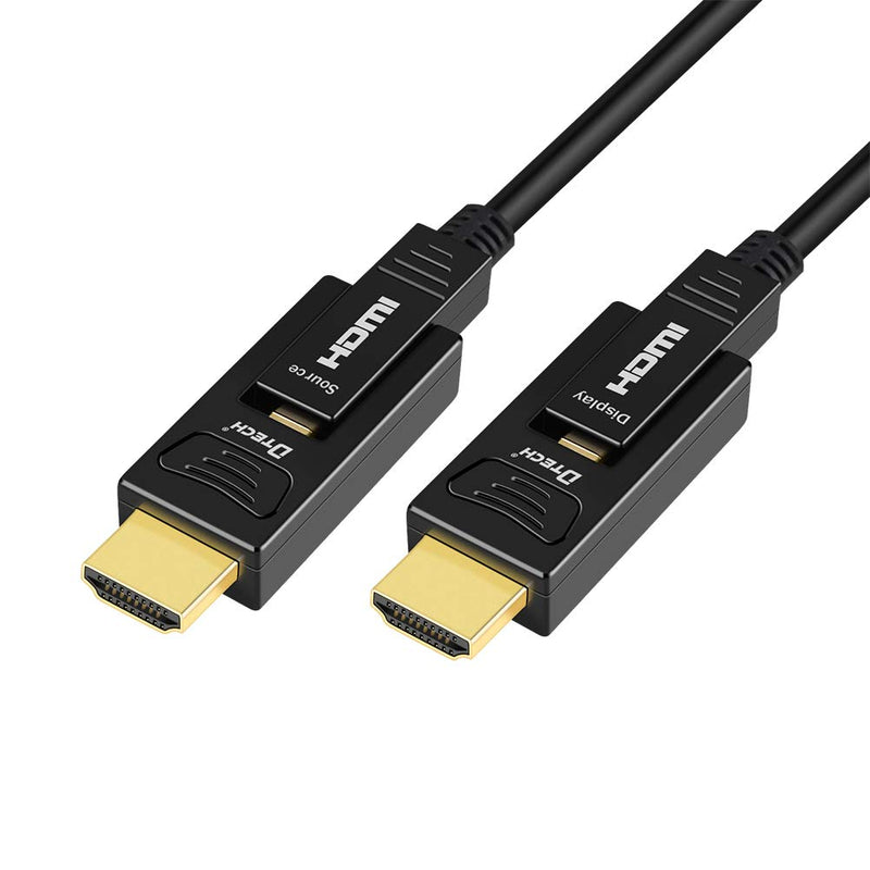 DTECH Fiber Optic HDMI Cable 50 Feet 4K 60Hz 444 Chroma Subsampling 18Gbps High Speed Ultra HD with Dual Connector Micro HDMI and Standard HDMI Cord Compatible with TV Projector Computer Monitor 50ft
