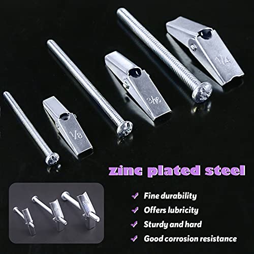 Swpeet 60Pcs 1/4 Inch Toggle Bolt and Wing Nut Kit for Hanging Heavy Items on Drywall 60