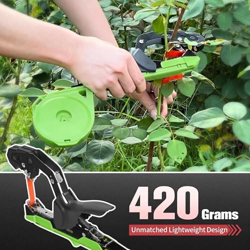 FUNTECK Easy & Fast Plant Tying Machine for Tomatoes, Grapes, Cucumbers - Professional Tying Tool Saves Labor with Spare Tapes and Staples, Green/Black Green & Black