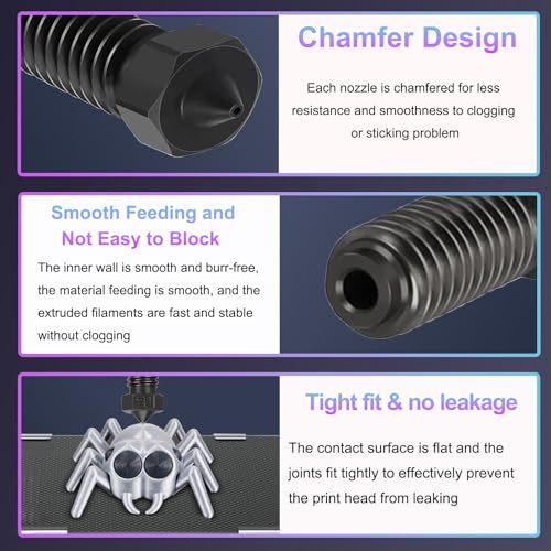 6PCS 0.4mm Hardened Steel Volcano Nozzles for Anycubic Kobra 3 V2/Kobra 3/Kobra 3 Combo/Kobra S1/Kobra S1 Combo, Extruder Hotend Nozzle Kit with Cleaning Needle, Tweezers and Wrench Kobra 3 Hardened Steel Nozzle