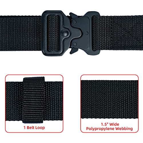 MELOTOUGH Tactical Duty Belt Harness Padded Adjustable Tool Belt Suspenders with Key Chin and Patch, Black(Large) + Quick Release Tool Belt 1.5 Inch Web Work Tool Belt for Tool Pouch, Construction
