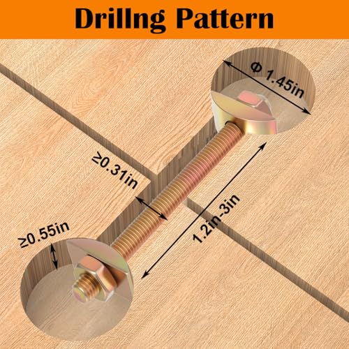24 Pcs Countertop Connector Bolts, M8x100mm Joint Fasteners, Furniture Fastening Kit, Drawbolt/Bed/Butcher Block Miter Draw Bolt Flip Connector