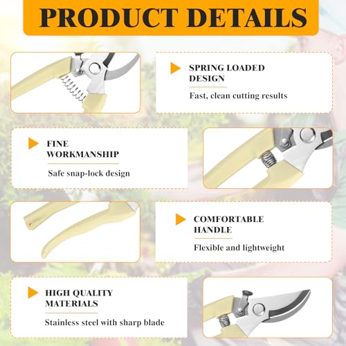20 Pcs Pruning Shears for Gardening, Beige Garden Clippers Handheld Heavy Duty Plant Scissors Bypass Pruning Shears for Gardening Yard Hedge Flowers Tree Trimming Plant Cutter