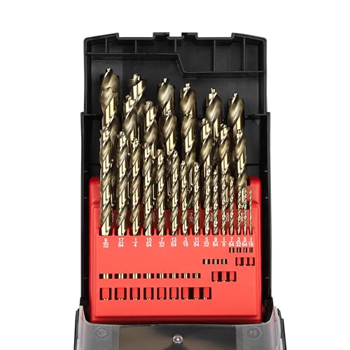 29-Piece Cobalt Drill Bit Set Heavy-Duty Drill Bits for Steel, Hard Metal, Cast Iron (29pcs) Various Sizes (29-Piece Set)