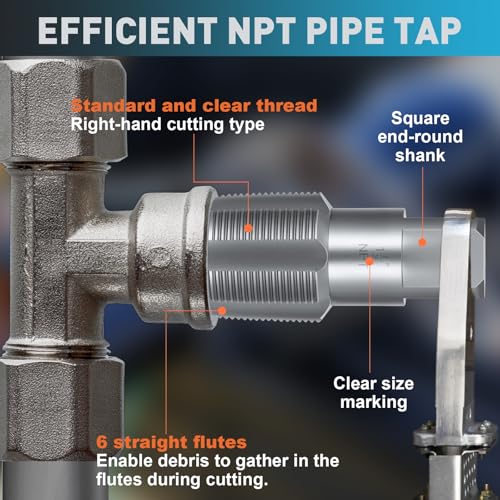 1-1/2"-11-1/2 NPT Pipe Tap Set, Precision Carbon Steel Taps Tool, Metric and Standard for Clean and Re-thread Damaged or Jam Pipe Threads in with Durable Plastic Case 1-1/2" NPT