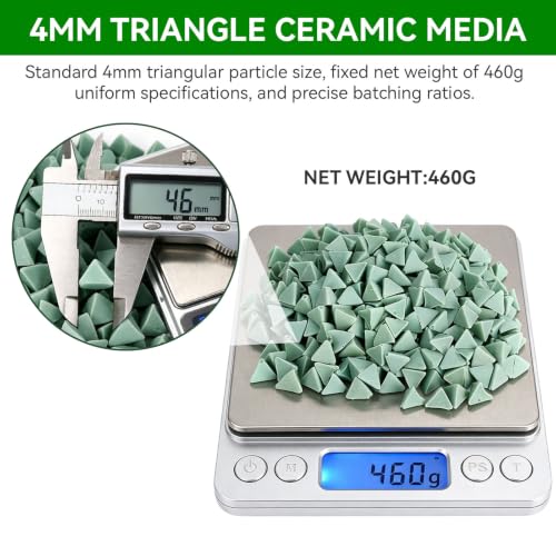 Ceramic Filler for Drum Polishing, Abrasive for Stone Grinding Machines, Ceramic Abrasive Bodies, Triangle Ceramic Media for Stone Drums, 4 mm, 460 G Ceramic Grain Tumbling Ceramic Filler Media