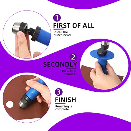 Swpeet 14Pcs 14 in 1 Gasket Hollow Punch Kit - Leather, Plastic & Rubber Punch Set with Storage Case