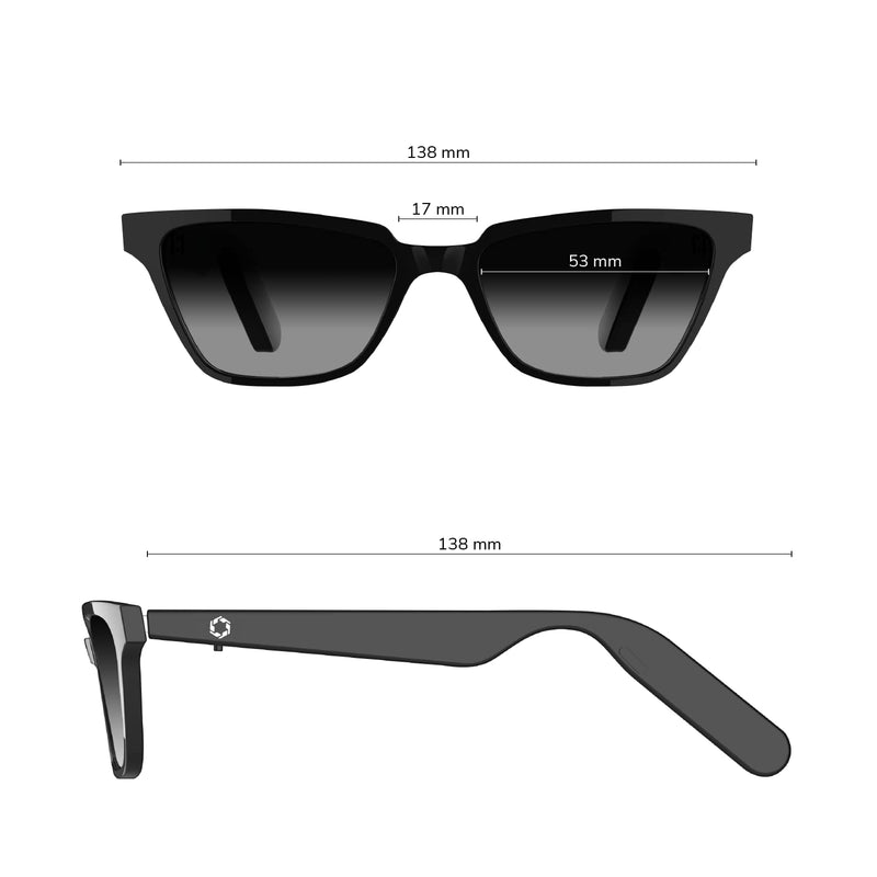 Lucyd - Smart Glasses w/UV Protection for Women - Open Ear, Noise Canceling Wireless Mics, Compatible with Voice Assistants – Nebula Black Gradient Polarized Lens