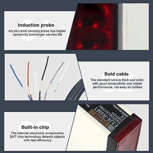 Jadeshay Photoelectric Sensor Switch, Photoelectric Beam Sensor E3JK-R4M1 Reflector Light Barrier AC 90-250V 3A Sensor for Photoelectric Barrier E3JK-R4M1 Induction Distance 4M