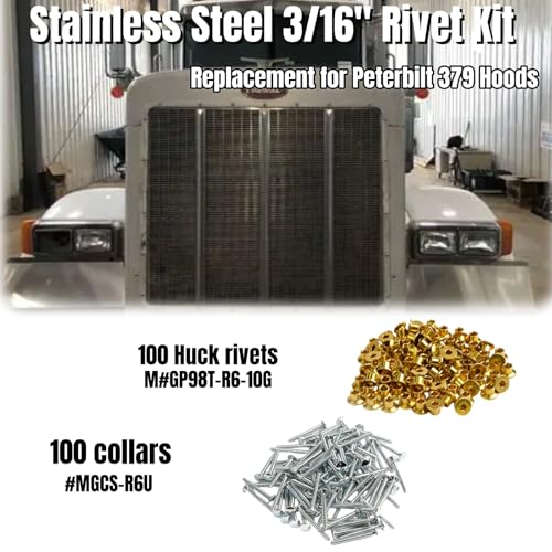 Stainless Steel 3/16" Rivet Kit for Peterbilt 379 Huck and Collar