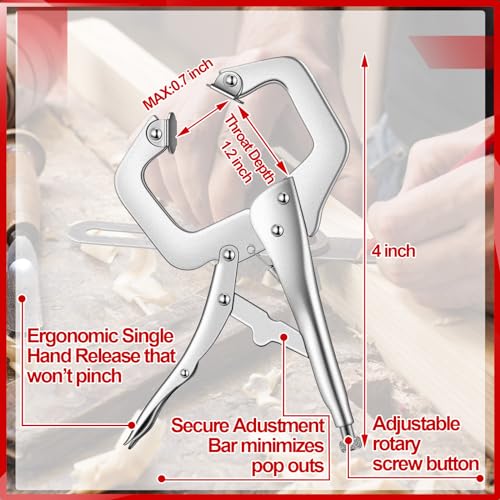 Yexiya 10 Pcs Locking C Clamps, Adjustable with Swivel Pad, 10 Pcs, 4 Inch