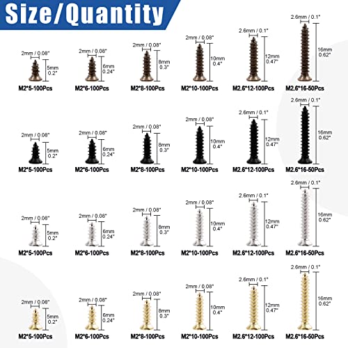 Glarks 510Pcs Flat Hex Stainless Steel Screws Bolts Nuts Lock and Flat Washers Assortment Kit + 2200Pcs Self Tapping Flat Cross Head Screws Assortment Kit