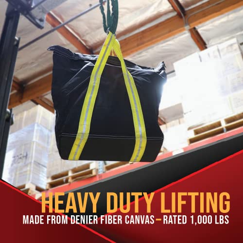 BoxerTool Lifting Canvas Bag Heavy Duty - All Purpose Tool Bag - Rated 1,000LBS - 32"x24"x9" - Reflective Lifting Straps - Constrution - Lifting - Storage - Safety
