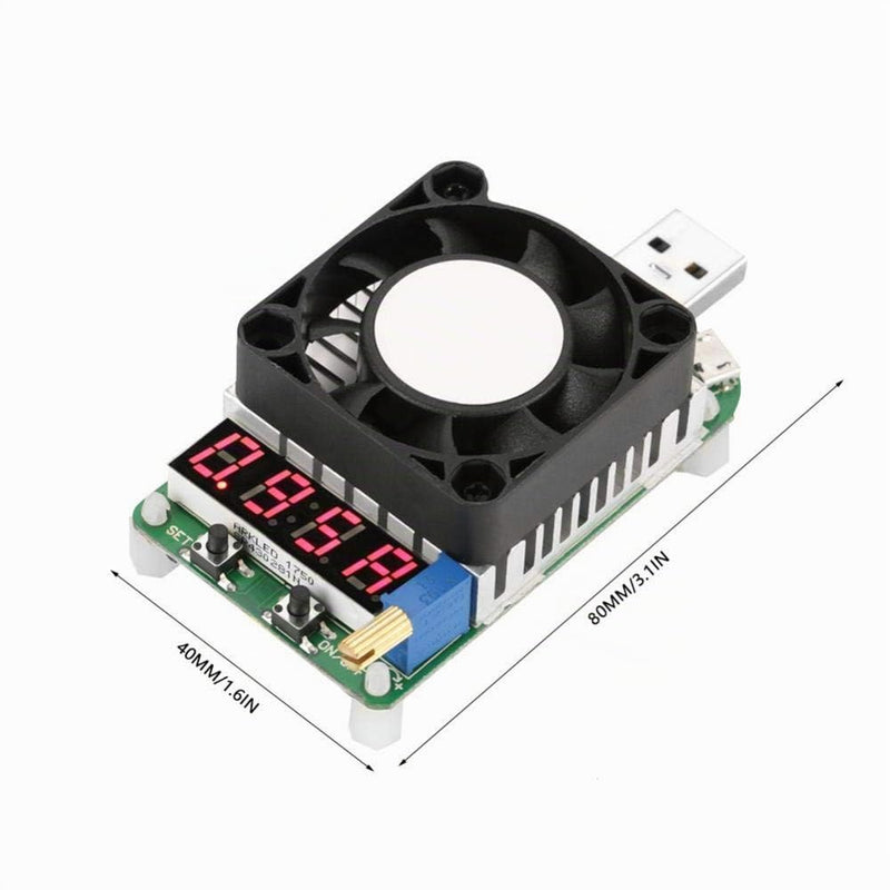 Akozon USB Load Tester Module USB Energy Meter Tester Electronic Load LD25 USB Electronic Load Digital Display Battery Test Adjustable Resistance Voltage Current Meter