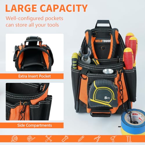 MELOTOUGH Small Electrician Tool Pouch for Tool Belt with Belt Clip, Mini Kneeling Pad Portable 1 Inch Thick NBR Foam Kneeling Pads for Work Construction, Plumbers, Mechanics, Electricians