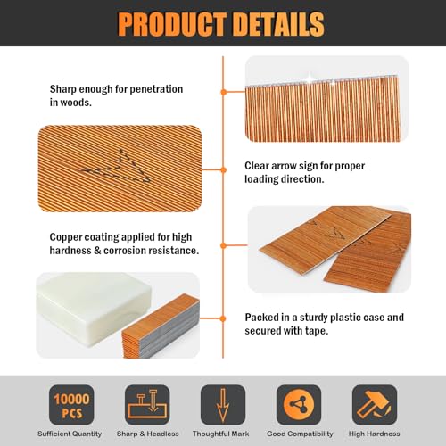 P630 23 Gauge Copper Coating Pin Nails 1-3/16"(30mm), 10,000 PCS 1-3/16"