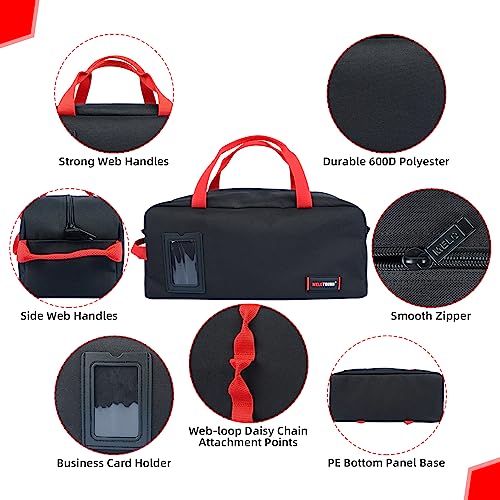 MELOTOUGH Waxed Canvas Utility Tool Tote bag Combo Kit-Includes 2 Medium Tool Organizer Bags + 16 Inch and 14 Inch Tool Bag Canvas Tool Tote Bags with Zipper